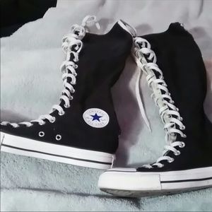 Black knee high converse